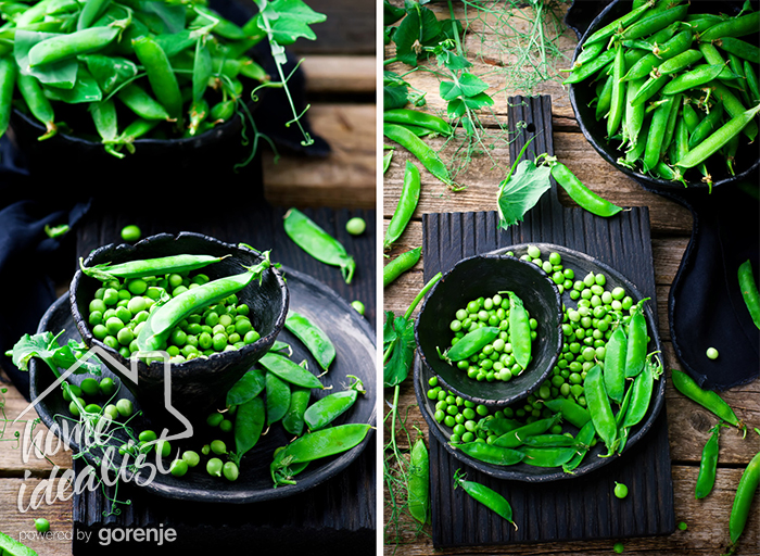fresh, organic green peas