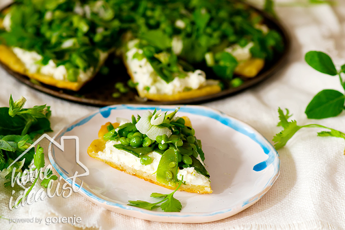 vegetable tart with green peas